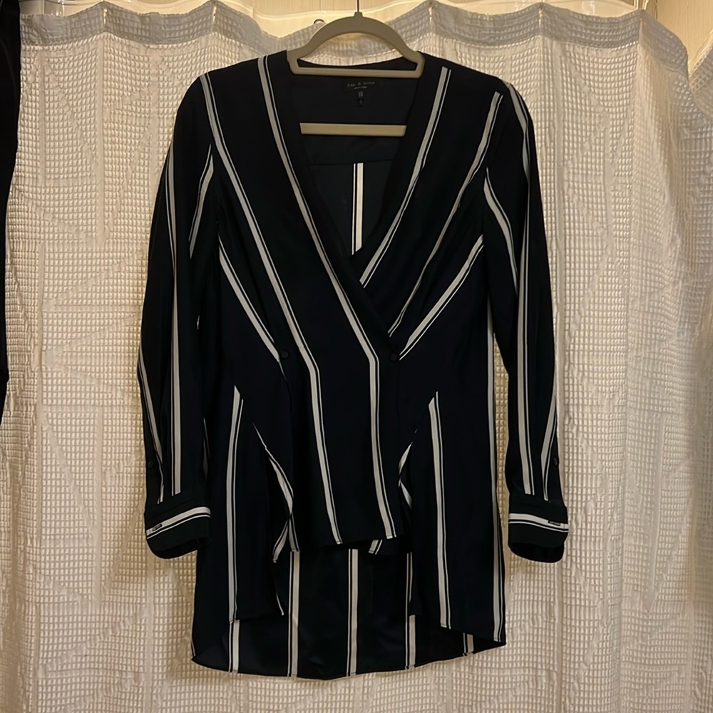 Navy Silk Rag & Bone Shirt